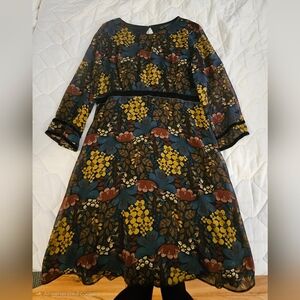 Zara Trafaluc Navy Dress with Floral Accents